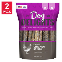 Dog Delights Chewy Chicken Sticks 48oz, 2-pack