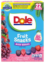 Dole mixed berry fruit snack pouch pack, 22 count with classroom-friendly label