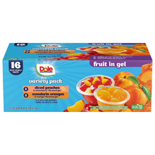 Fruit in gel variety pack box with Dole logo and sliced fruit servings