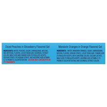 Fruit in gel variety pack box back panel with flavor information