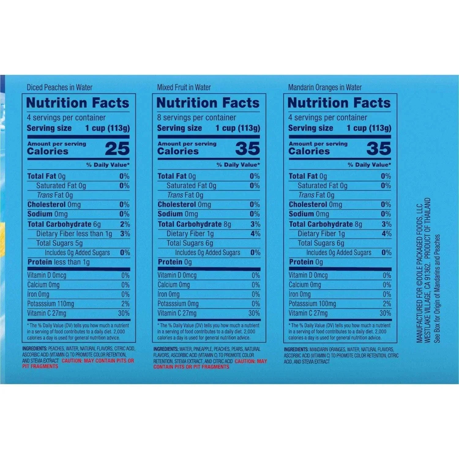 Dole No Sugar Added Mixed Fruit Variety Pack, 4 oz., 16 pk.