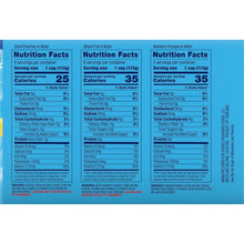 Nutrition facts panel on the back of a fruit variety pack box
