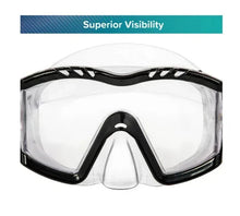 Swim goggles with black frame and clear lenses for superior visibility