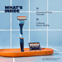 Dollar Shave Club Men's Razor 6-Blade Starter Set 1 Handle, 2x 6-Blade Manual Razor Refills