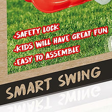 Smart swing box panel with red safety lock text on green grass background