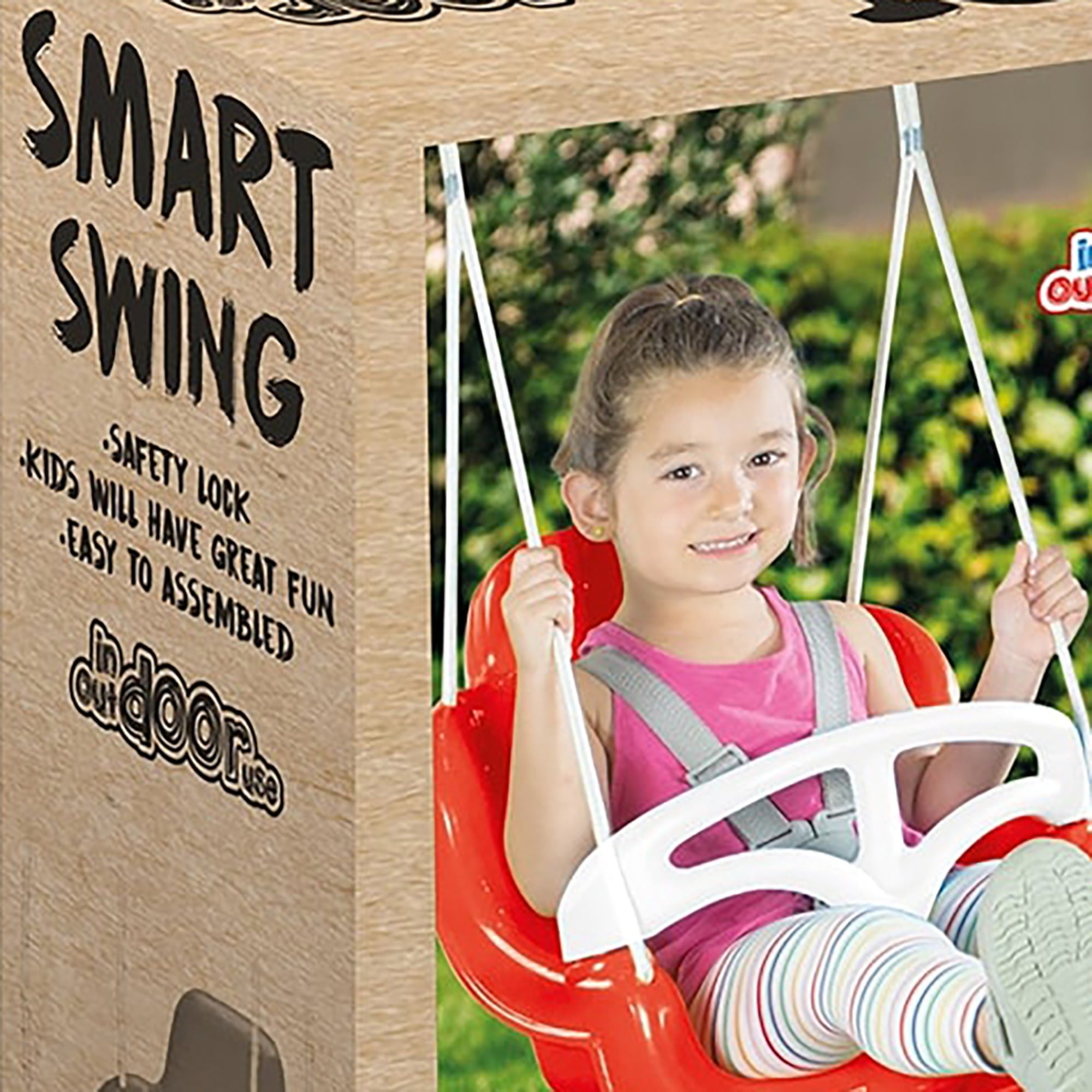Dolu: Smart Swing - Red & White - Harness & Control Arm, Multiple Configurations, Indoor & Outdoor, Safety Lock, 120lb Max Cap, Toddlers & Kids Age 1+