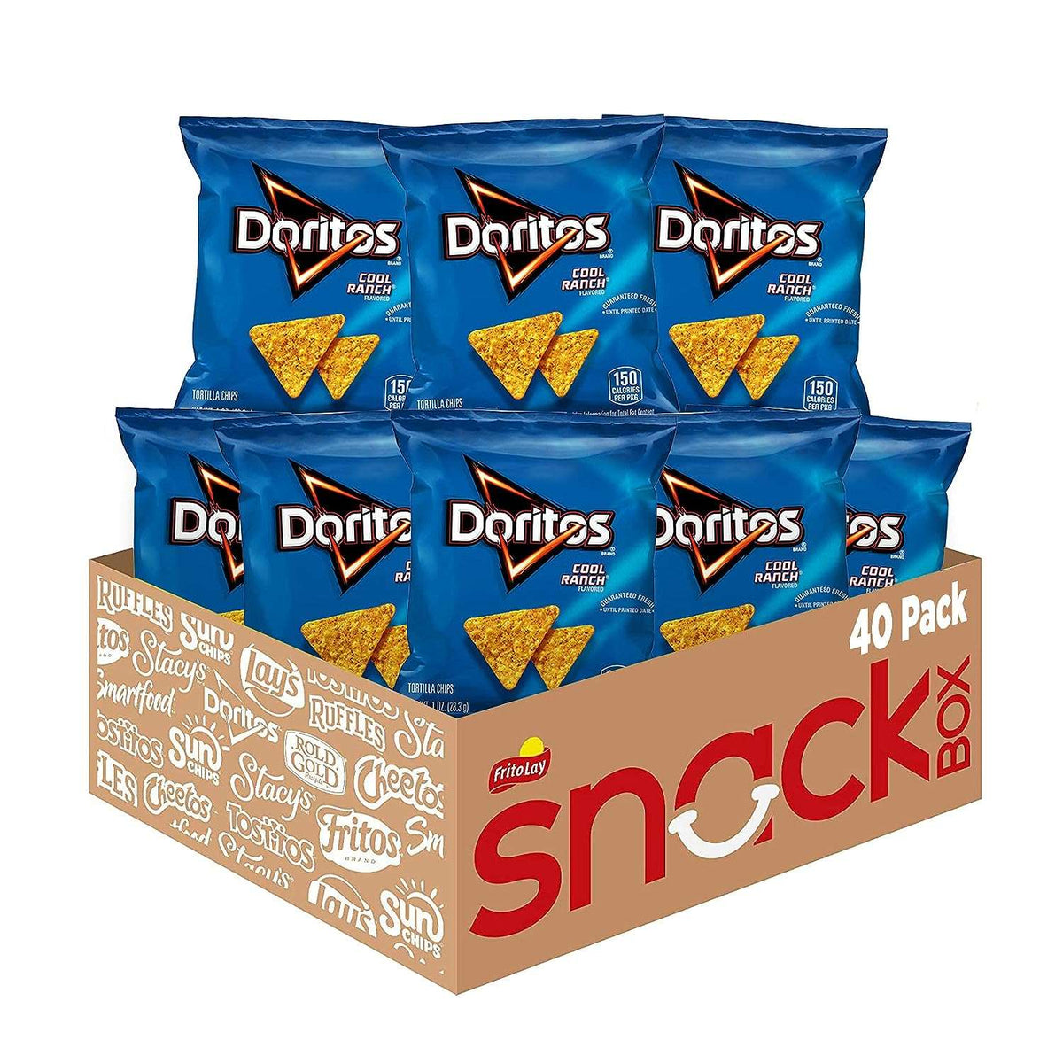 Doritos Cool Ranch Flavored Tortilla Chips Snacks Multipack, 1 oz Bags, 40 Count
