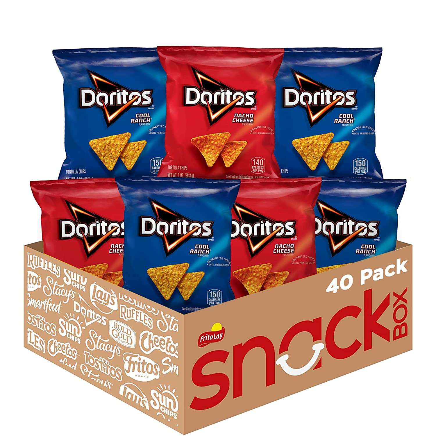 Doritos Cool Ranch Flavored Tortilla Chips Snacks Multipack, 1 oz Bags, 40 Count