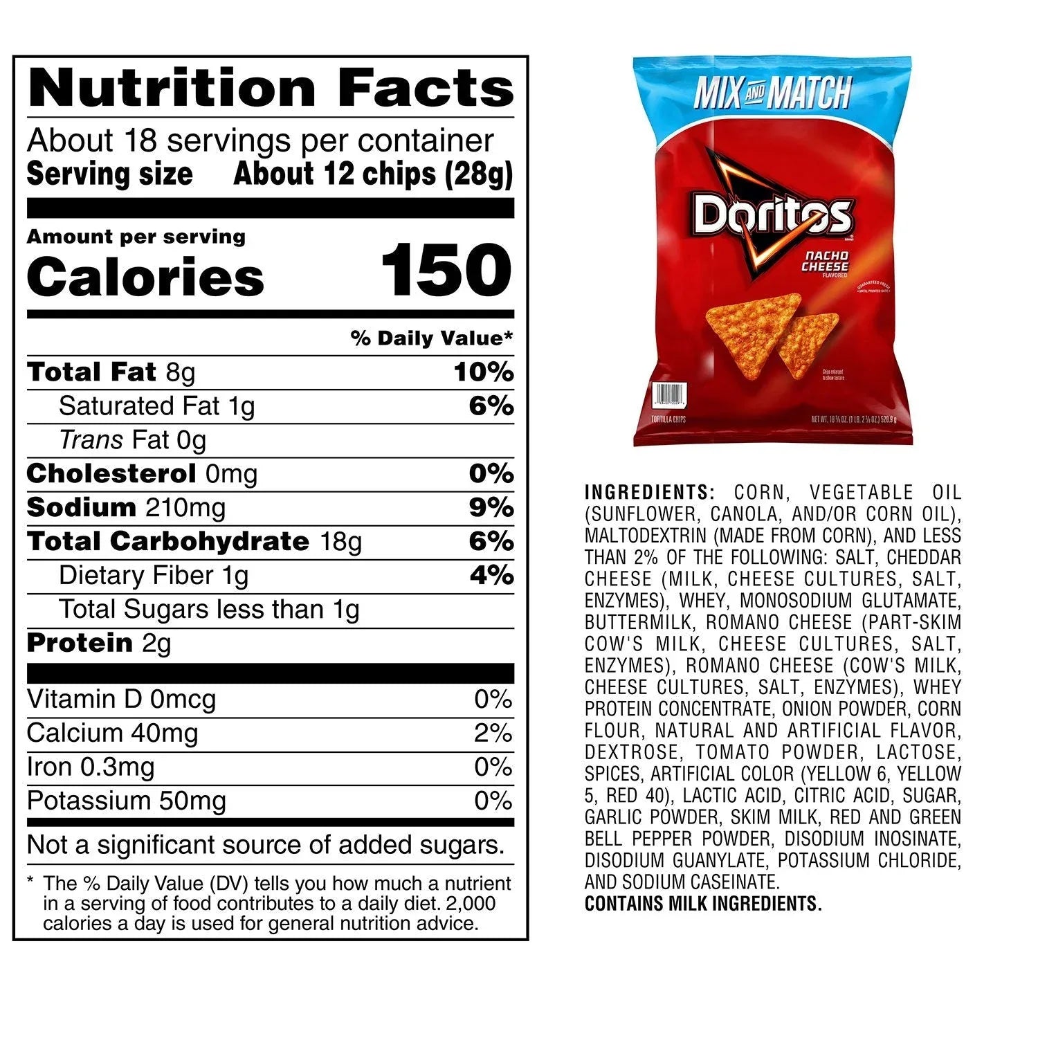 Doritos Nacho Cheese Flavored Tortilla Chips, 18.38 oz. - USA MEGA SHOP