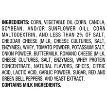 Ingredients list for tortilla chips on the package back