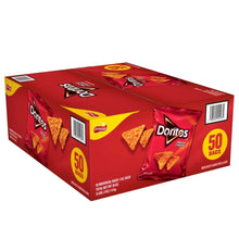 Tortilla chips 50-count box with nacho cheese chip bag fronts