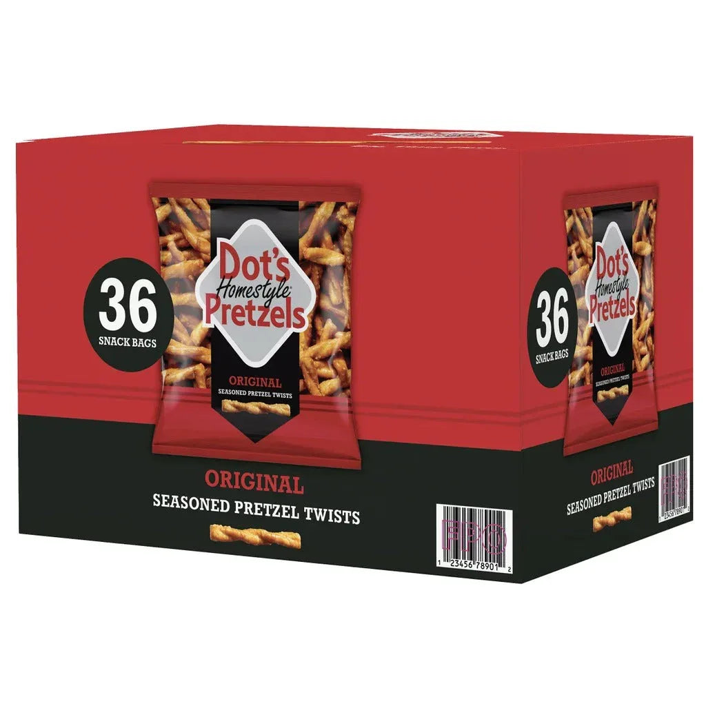 Dot's Homestyle Pretzels, Original Seasoned Pretzel Twists, 1 oz, 36-count - USA MEGA SHOP