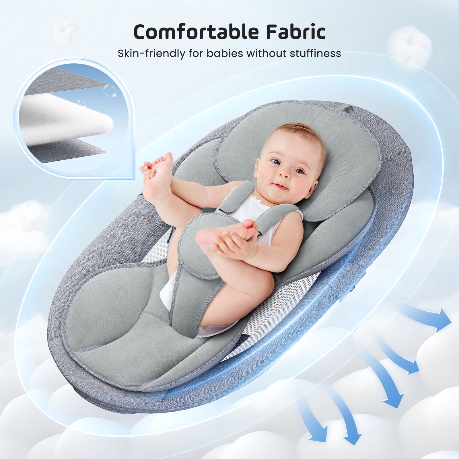 Doulami Electric Baby Swing for Newborn to Toddler Portable Infant Swing Rocker with Remote & APP Control & IMD Touch Panel, 5 Sway Speeds, 10 Lullabies