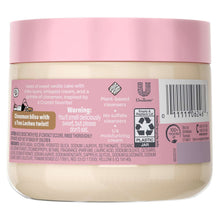 Dove x crumbl Tres Leches body scrub back label on jar with warnings