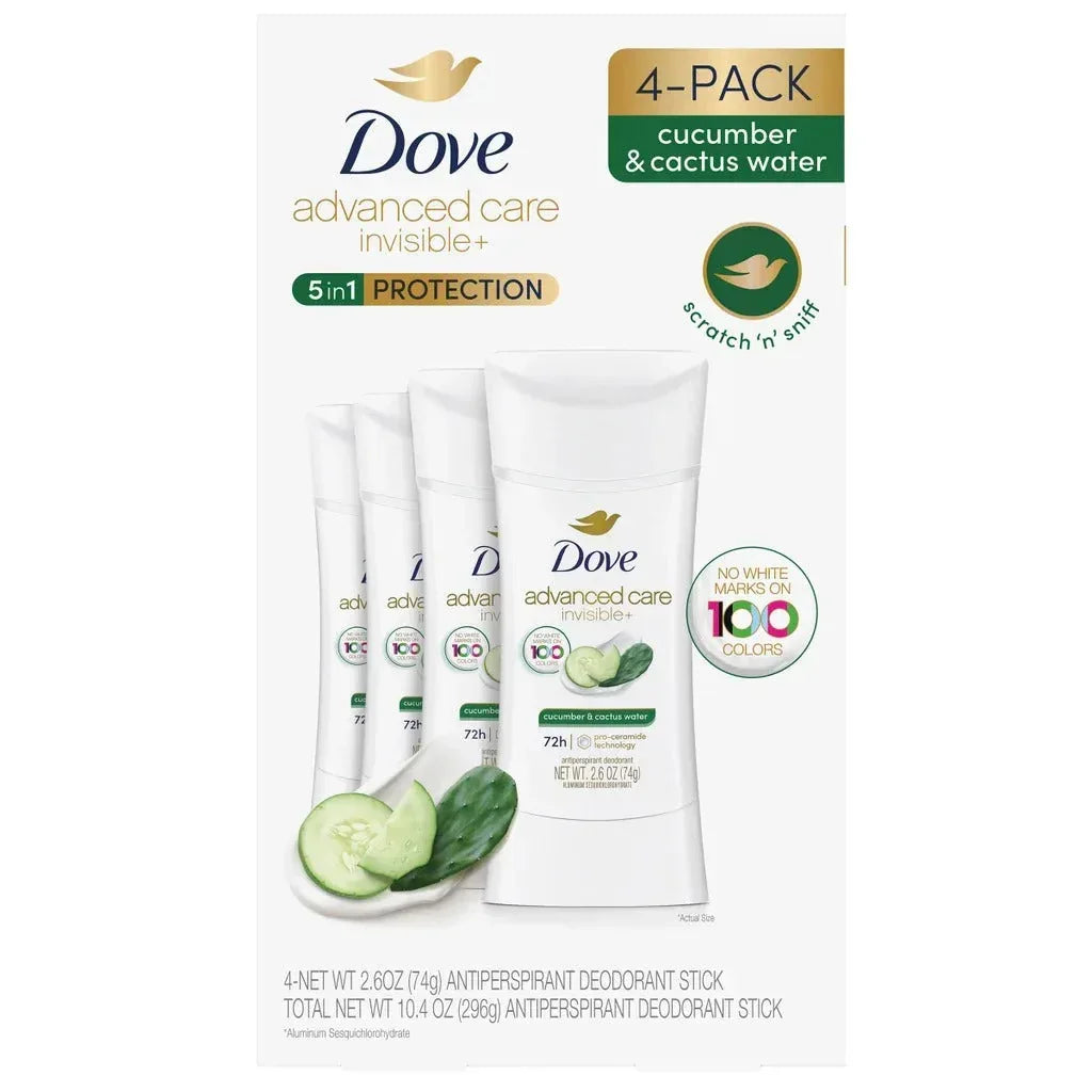 Dove Advanced Care Invisible+ Deodorant, 2.6 oz, 4-pack - USA MEGA SHOP