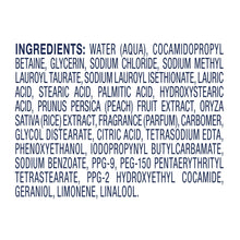 Dove hand wash ingredients list text panel