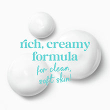 Body wash rich, creamy formula graphic for clean, soft skin
