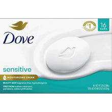 Dove sensitive beauty bar soap 16-count box with white bar illustration