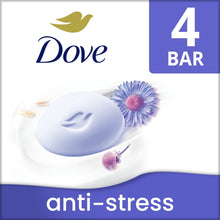 Anti-stress bath soap bar in blue with flower accents, 4 bar count