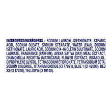 Bath soap ingredients list on white packaging panel