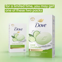 Dove Beauty Bar Women's Bath Soap Cool Moisture Cucumber & Green Tea Scent, 3.75 oz 4 Bars