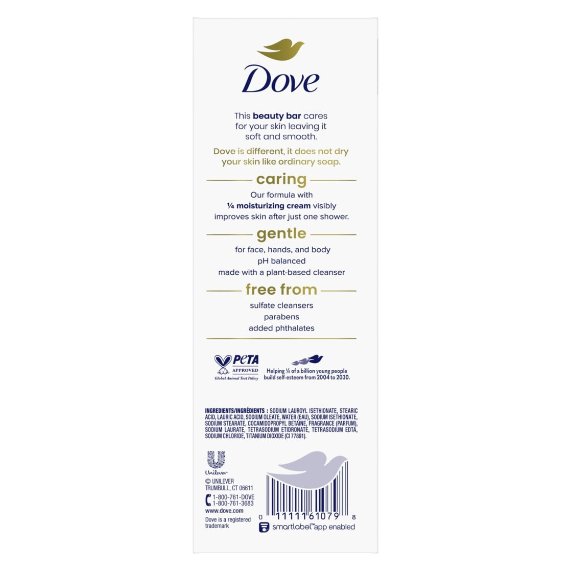 Dove Beauty Bar Women's Bath Soap Original, 3.75 oz 8 Bars