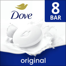 Dove Original beauty bar soap multipack box featuring a white bar, 8 bars