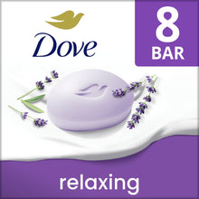 Lavender beauty bar soap with chamomile, Dove 8 bars pack front