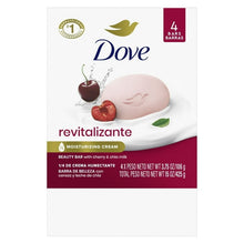 Moisturizing beauty bar soap box front with pink bar, cherries, and 4 bars