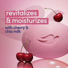Moisturizing cream soap bar graphic with cherries and water droplets