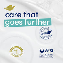 Dove beauty bar soap with dove emblem and foam bubbles near certification seals