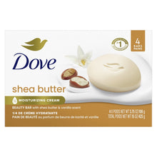 Shea butter moisturizing soap bar with vanilla scent, 4-pack on retail box