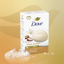 Dove shea butter moisturizing soap bar in retail box, with shown soap bar