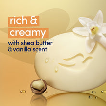 Creamy shea butter soap bar with vanilla scent, with shea nut and flower