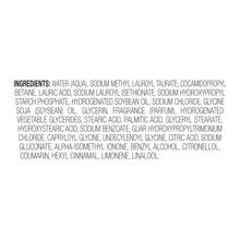 Dove deep moisture body wash ingredient list panel on white label