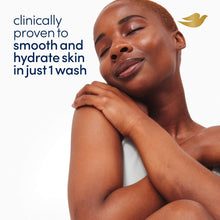 Dove serum+ hydration body wash promotion with woman and dove logo