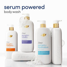 Dove serum+ hydration body wash multipack with three bottles and gold pumps