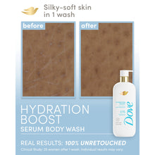 Hydration Boost serum body wash bottle with gold pump and white label
