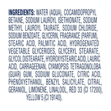 Dove body wash ingredient label with list of ingredients text
