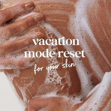 Body wash marketing graphic: vacation mode reset for your skin