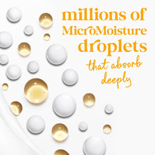 Body wash marketing graphic: millions of Micromoisture droplets