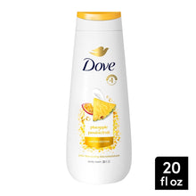 Dove body wash bottle, pineapple & passionfruit scent, with 20 fl oz label