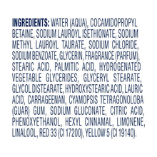 Dove body wash ingredients label text in block formatting