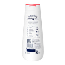 Dove body wash bottle back view with label and barcode panel