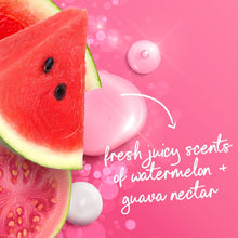 Dove body wash scent graphic with watermelon slice and guava nectar
