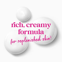 Dove replenishment body wash with creamy formula swirl icons