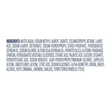Body wash ingredients list on product label