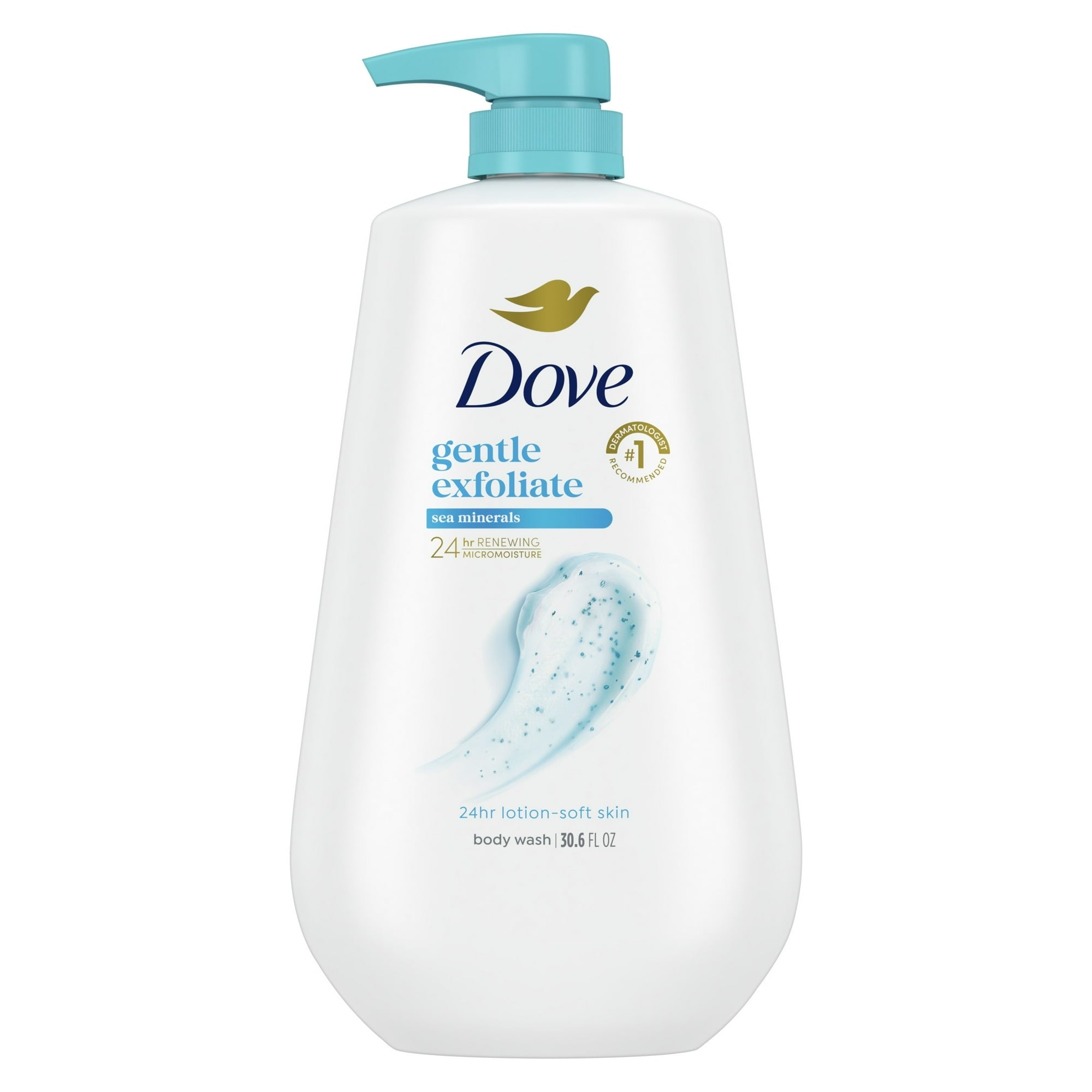 Dove Body Wash for Women Gentle Exfoliating with Sea Minerals All Skin, 30.6 oz with Pump