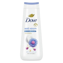 Dove anti-stress body wash bottle, blue chamomile & oat milk, 20 fl oz