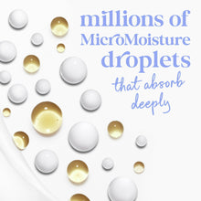 Moisturizing body wash drops graphic with water-like microdroplets and bubbles